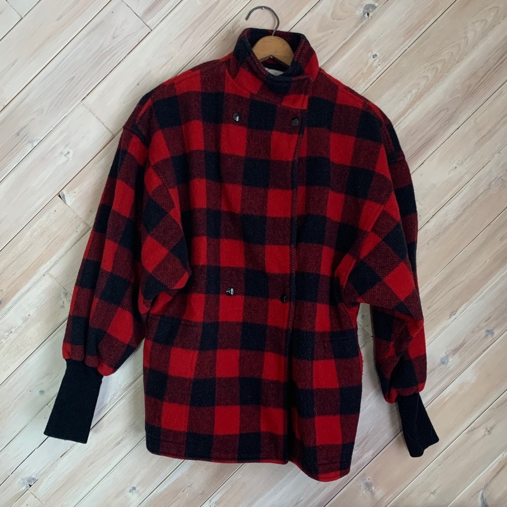 Vintage Wool Buffalo Plaid Coat
